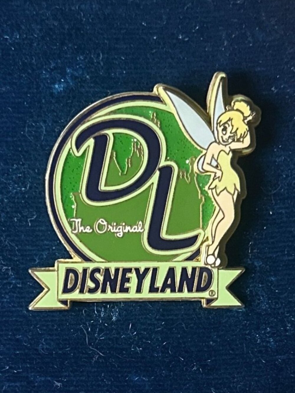 Disney Tinker Bell Enamel Pin | Disneyland The Original DL Logo Vintage 2003